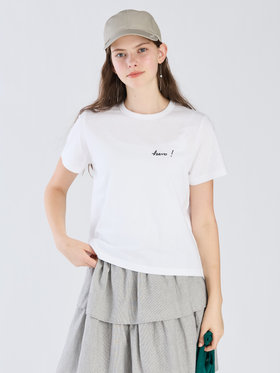 To b. by agnès b. 【Outlet】プリント オーガニックコットン 半袖 Tシャツ "Bravo!" ホワイト