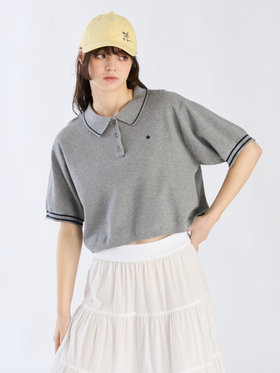 To b. by agnès b. コットン 半袖 ニット ポロ グレー