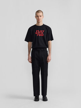 HOMME メンズ メンズ コットン ギャバジン パンツ ブラック