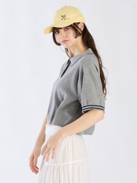 To b. by agnès b. コットン 半袖 ニット ポロ グレー