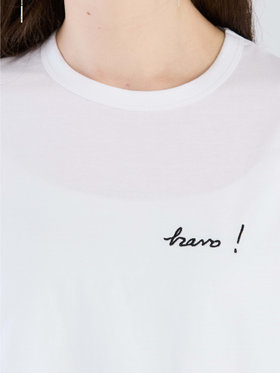 To b. by agnès b. 【Outlet】プリント オーガニックコットン 半袖 Tシャツ "Bravo!" ホワイト