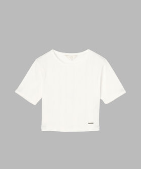 To b. by agnès b. アイレット コットン ジャージー コンパクト 半袖 Tシャツ ホワイト