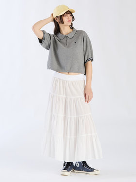 To b. by agnès b. コットン 半袖 ニット ポロ グレー