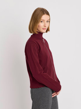 FEMME ウィメンズ コットン 長袖 カーディガン ”Zip” ボルドー
