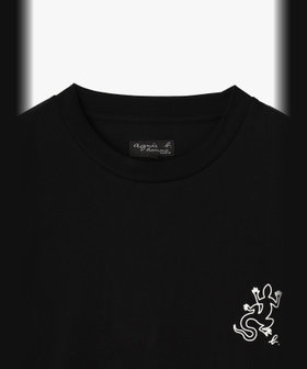 HOMME メンズ メンズ アイコニック プリント コットン 長袖 Tシャツ "Lezard" ブラック