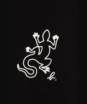 HOMME メンズ メンズ アイコニック プリント コットン 長袖 Tシャツ "Lezard" ブラック