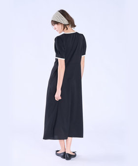 To b. by agnès b. WEB限定 ポリエステル バイカラー 半袖 ワンピース ブラック