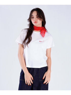 To b. by agnès b. 【Outlet】プリント オーガニックコットン 半袖 Tシャツ "Bravo!" ホワイト系その他