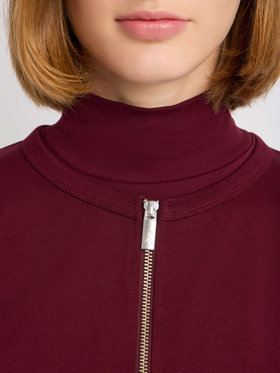 FEMME ウィメンズ コットン 長袖 カーディガン ”Zip” ボルドー
