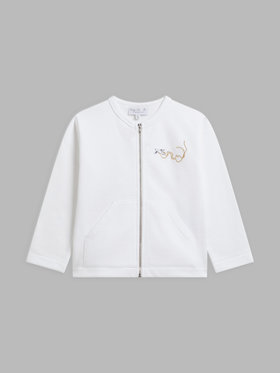 ENFANT ガールズ SY93 E CARDIGAN キッズ ジップカーディガン ホワイト