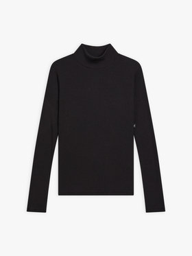 FEMME ウィメンズ ハイネック 長袖 Tシャツ "Vian" ブラック