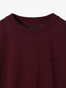 HOMME メンズ 【Outlet】メンズ ロゴ 刺繍 コットン 半袖 Tシャツ "Christof" ボルドー