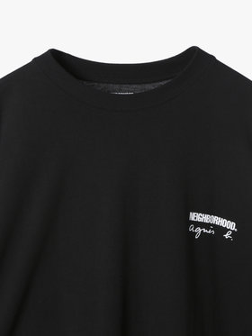 HOMME メンズ agnes b. x NH クルーネック 長袖 Tシャツ ブラック