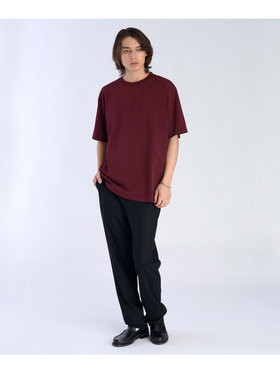 HOMME メンズ 【Outlet】メンズ ロゴ 刺繍 コットン 半袖 Tシャツ "Christof" ボルドー