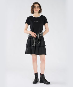 To b. by agnès b. To b. by agnes b.× green label relaxing ロゴ刺繍 オーガニックコットン リンガーTシャツ ブラック