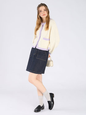 To b. by agnès b. バイカラー ニット カーディガン オフホワイト