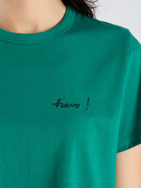 To b. by agnès b. 【Outlet】プリント オーガニックコットン 半袖 Tシャツ "Bravo!" グリーン