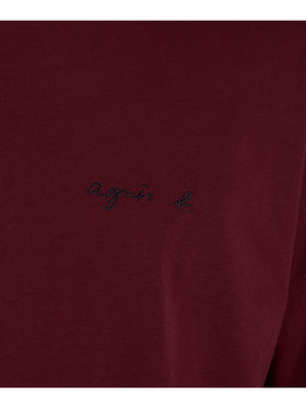 HOMME メンズ 【Outlet】メンズ ロゴ 刺繍 コットン 半袖 Tシャツ "Christof" ボルドー