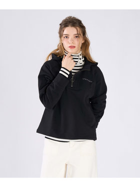 To b. by agnès b. コットン ハーフジップ スウェットフーディー ブラック