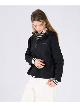 To b. by agnès b. コットン ハーフジップ スウェットフーディー ブラック