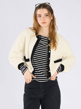 To b. by agnès b. バイカラー ニット カーディガン ホワイト系