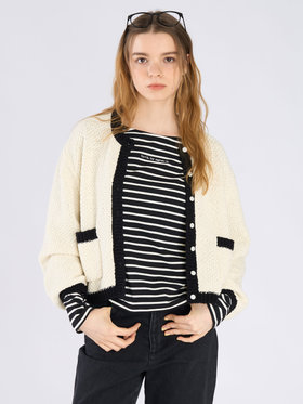 To b. by agnès b. バイカラー ニット カーディガン ホワイト系