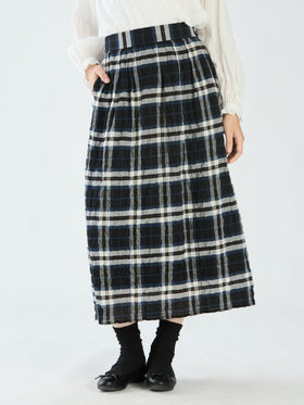 To b. by agnès b. 【Outlet】チェックシャーリングスカート ホワイト