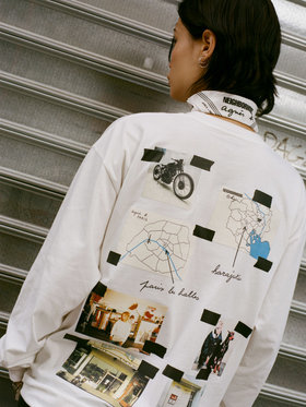 HOMME メンズ agnes b. x NH クルーネック 長袖 Tシャツ ホワイト