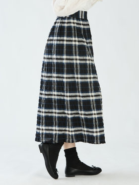 To b. by agnès b. 【Outlet】チェックシャーリングスカート ホワイト