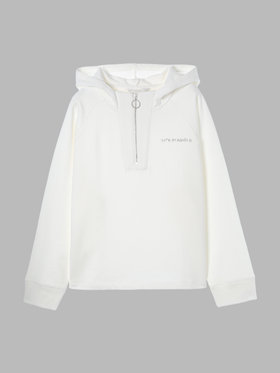 To b. by agnès b. コットン ハーフジップ スウェットフーディー ホワイト