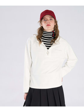 To b. by agnès b. コットン ハーフジップ スウェットフーディー ホワイト