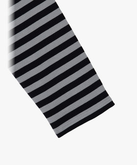 FEMME ウィメンズ 細ボーダー コットン 長袖 Tシャツ "Cool" ブラック×ベージュ
