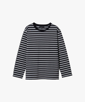 FEMME ウィメンズ 細ボーダー コットン 長袖 Tシャツ "Cool" ブラック×ベージュ