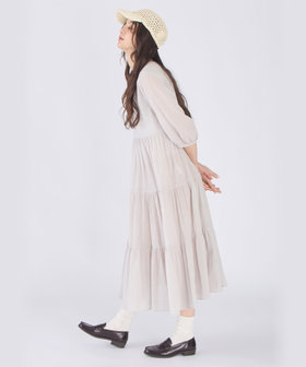 To b. by agnès b. コットン シフォン ティアード ワンピース ライトグレー