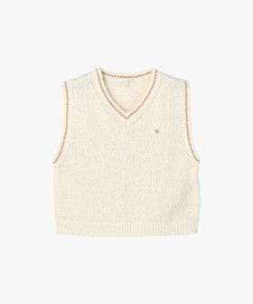 To b. by agnès b. スター 刺繍 ミックス ヤーン ニット ベスト ホワイト