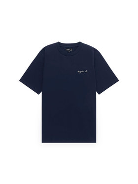 HOMME メンズ メンズ ロゴ 刺繍 コットン 半袖 Tシャツ "Christof" ブルー系その他