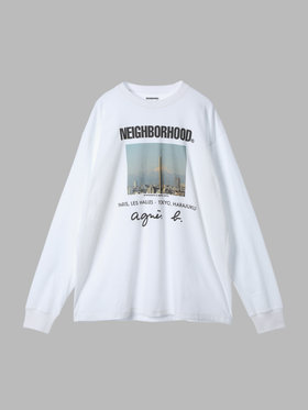 HOMME メンズ agnes b. x NH クルーネック 長袖 Tシャツ ホワイト