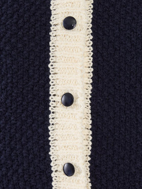 To b. by agnès b. バイカラー ニット カーディガン ネイビー