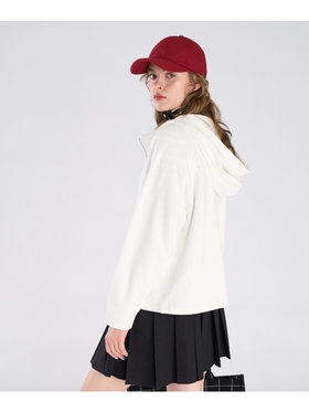 To b. by agnès b. コットン ハーフジップ スウェットフーディー ホワイト