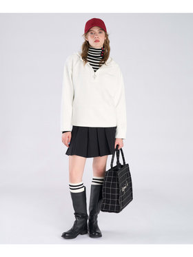 To b. by agnès b. コットン ハーフジップ スウェットフーディー ホワイト