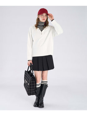 To b. by agnès b. コットン ハーフジップ スウェットフーディー ホワイト