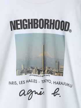 HOMME メンズ agnes b. x NH クルーネック 長袖 Tシャツ ホワイト