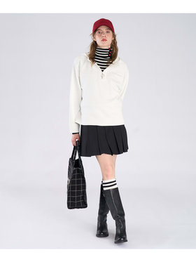 To b. by agnès b. コットン ハーフジップ スウェットフーディー ホワイト