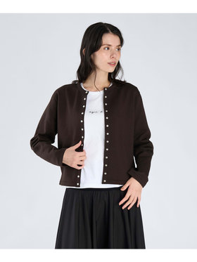 FEMME ウィメンズ オーガニックコットン メルトン 長袖 カーディガンプレッション ”Le Classique” ベージュ