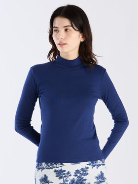 FEMME ウィメンズ 【Outlet】コットン ハイネック 長袖 Tシャツ "Vian" ネイビー