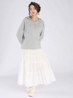 To b. by agnès b. コットン ハーフジップ スウェットフーディー グレー