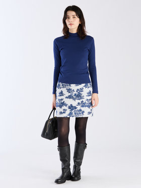 FEMME ウィメンズ 【Outlet】コットン ハイネック 長袖 Tシャツ "Vian" ネイビー