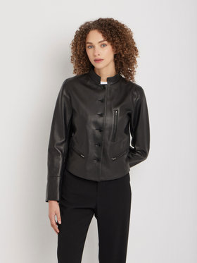 FEMME ウィメンズ ラムレザー 長袖 ジャケット ”Tambourin” ブラック