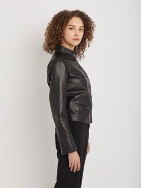 FEMME ウィメンズ ラムレザー 長袖 ジャケット ”Tambourin” ブラック