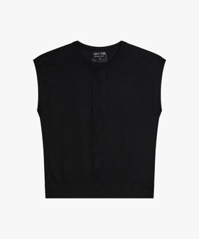 FEMME ウィメンズ コットン ニット ノースリーブ プルオーバー "Rickie" ブラック